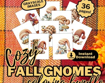 Gemütliches Herbst Wichtel Set - Graustufen - SOFORTIGER DOWNLOAD - Persönlicher Gebrauch