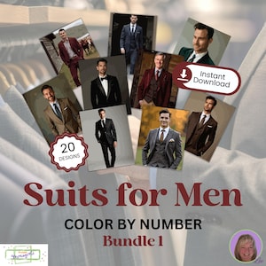 Suits for Men Bundle 1 - Color by Number - INSTANT DOWNLOAD - Personal Use - Stylish Classic Executive Charming Formal Playful Casual Bold