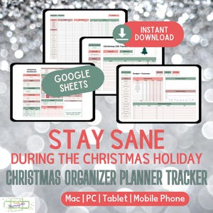 Stay Sane During the Christmas Holiday Christmas Organizer Planner Tracker Google Sheets Use Every Year - INSTANT DOWNLOAD - Personal Use