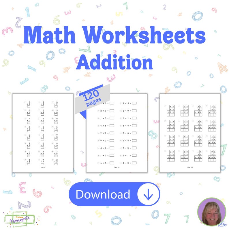 Math Worksheets - Addition Bundle 1 - INSTANT DOWNLOAD - Personal Use ...