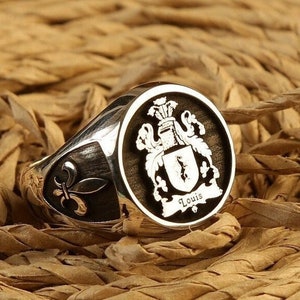 Family Crest Ring, Coat of Arms Custom Signet Ring, Personalized Jewelry Ring for Gold Ring Set