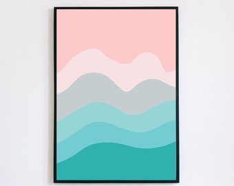 Sandy Beach Wall Art Printable, Pink Sand, Beach, Digital Download, Simple and Contemporary, Tropical Art, Tropical Beach