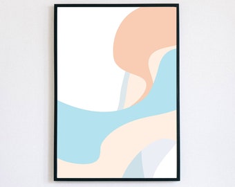 Curved Shapes Printable Wall Art, Abstract and Simple, Light Colored Printable Art, Minimalistic Shapes