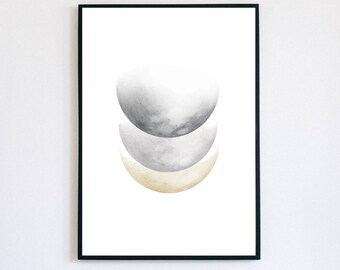 3 Moons Printable Wall Art, Beige Moon, Celestial, Simple and Modern Wall Art