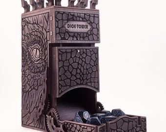 Precision cnc Laser Cut Folding Dragon Dice Tower for board and card games. Laser cut files  SVG, PDF, CDR. Digital product