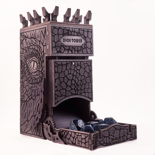 Precision cnc Laser Cut Folding Dragon Dice Tower for board and card games. Laser cut files  SVG, PDF, CDR. Digital product