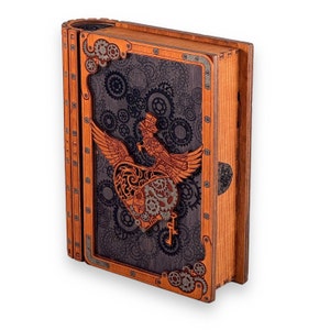 Plano de caja de libros Steampunk. 3 mm, 1/8 de pulgada (3,175 mm), 3,6 mm, 4 mm, 4,5 mm, 5 mm. Archivos cortados por láser PDF, SVG, AI. Producto digital.