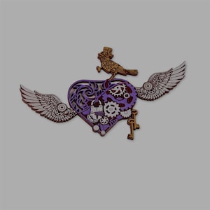 Steampunk Hearts. Pliki cięte laserowo PDF, SVG, DXF. Produkt cyfrowy. Podnieś poziom swoich projektów dzięki ozdobnym kołom zębatym i trybikom steampunkowego uroku.