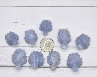 Blue Lace Agate Turtle | Calming Crystal Carving, Pocket Stone