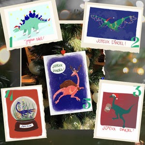 Carte Dinoël Dinosaure de Noël
