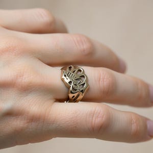 QB-(15) Throw-Up "QualiB" Bronze Ring - Abstract and Tribal Design, Handmade