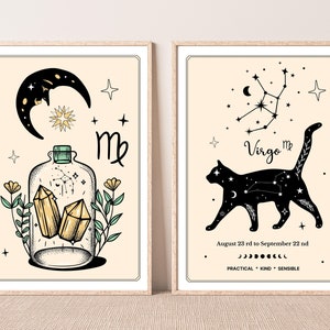 Virgo Zodiac Print Set: Boho Astrology Wall Art (Digital Download)