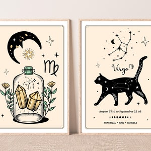 Virgo zodiac print, Virgo constellation print, Virgo poster, Virgo aesthetic wall art, Virgo wall decor gift, Astrology mystical room decor