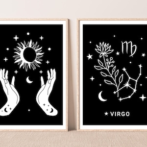 Virgo wall decor, virgo constellation art, Virgo wall art print, Virgo posters, Virgo boho room decor, Virgo digital download, Spiritual art