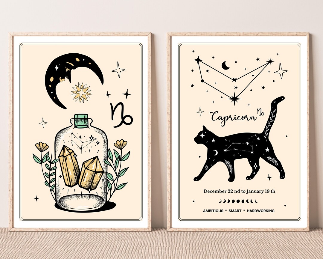 Capricorn Wall Art, Capricorn Zodiac Sign Print, Capricorn Astrology