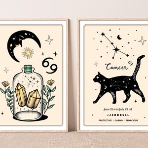 Cancer zodiac sign print, Cancer astrology wall art, Cancer constellation art, Cancer horoscope, Cancer zodiac gifts for women Cancer poster