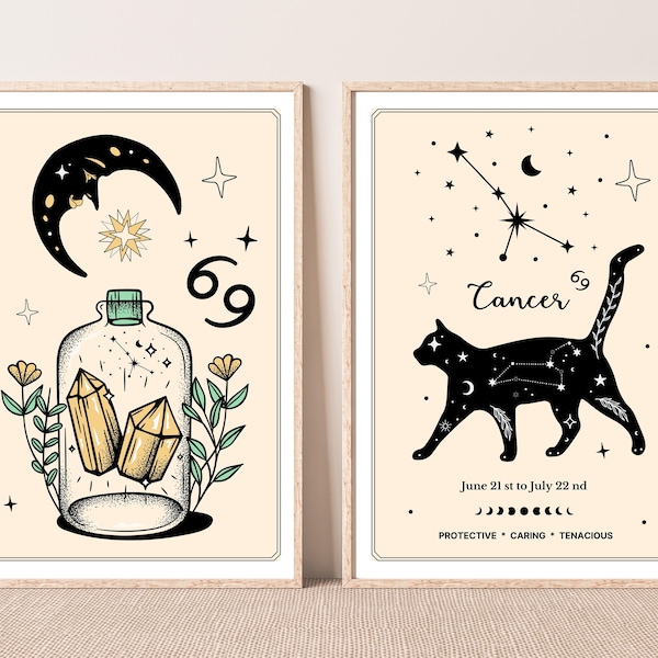 Cancer zodiac sign print, Cancer astrology wall art, Cancer constellation art, Cancer horoscope, Cancer zodiac gifts for women Cancer poster