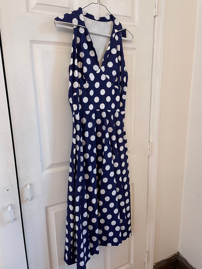 Vintage 1950s Blue Polka Dot Dress - Etsy
