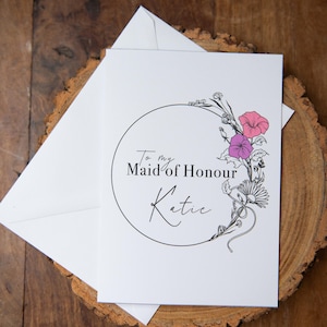 To my Maid of Honor Card / Gepersonaliseerde naam / Tint lente/zomerkleur