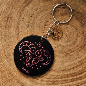 Zodiac Star Sign Aries Keyring
