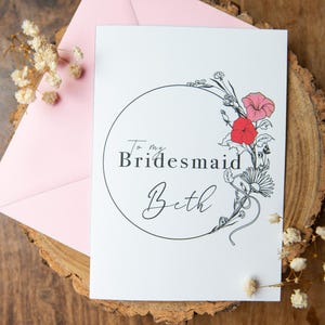 To my Bridesmaid-trouwkaart / Gepersonaliseerde naam / Tint lente/zomerkleur