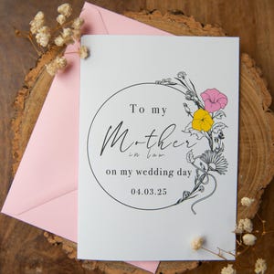 Para minha sogra, cartão de dia do casamento / Data do casamento personalizada / Tonalidade da cor da primavera