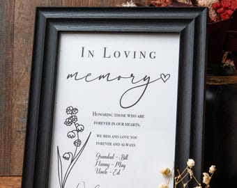 In Memory of Wedding Sign Printed & Personalised / Different Sizes Available