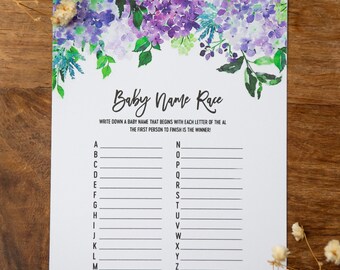 Baby Name Race Baby Shower Game/ Flower Themed/ Print Out