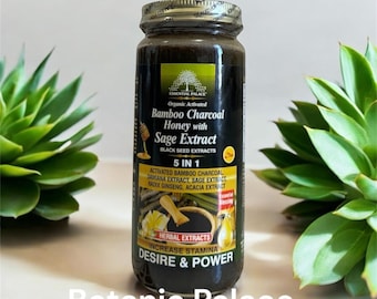 Organic Bamboo Charcoal Honey with Sage Extract 5 in 1 by Essential Palace