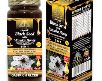 Organic Black Seed With Manuka Honey 5 in 1 By Essential Palace 16 oz - (No Longer Old One)