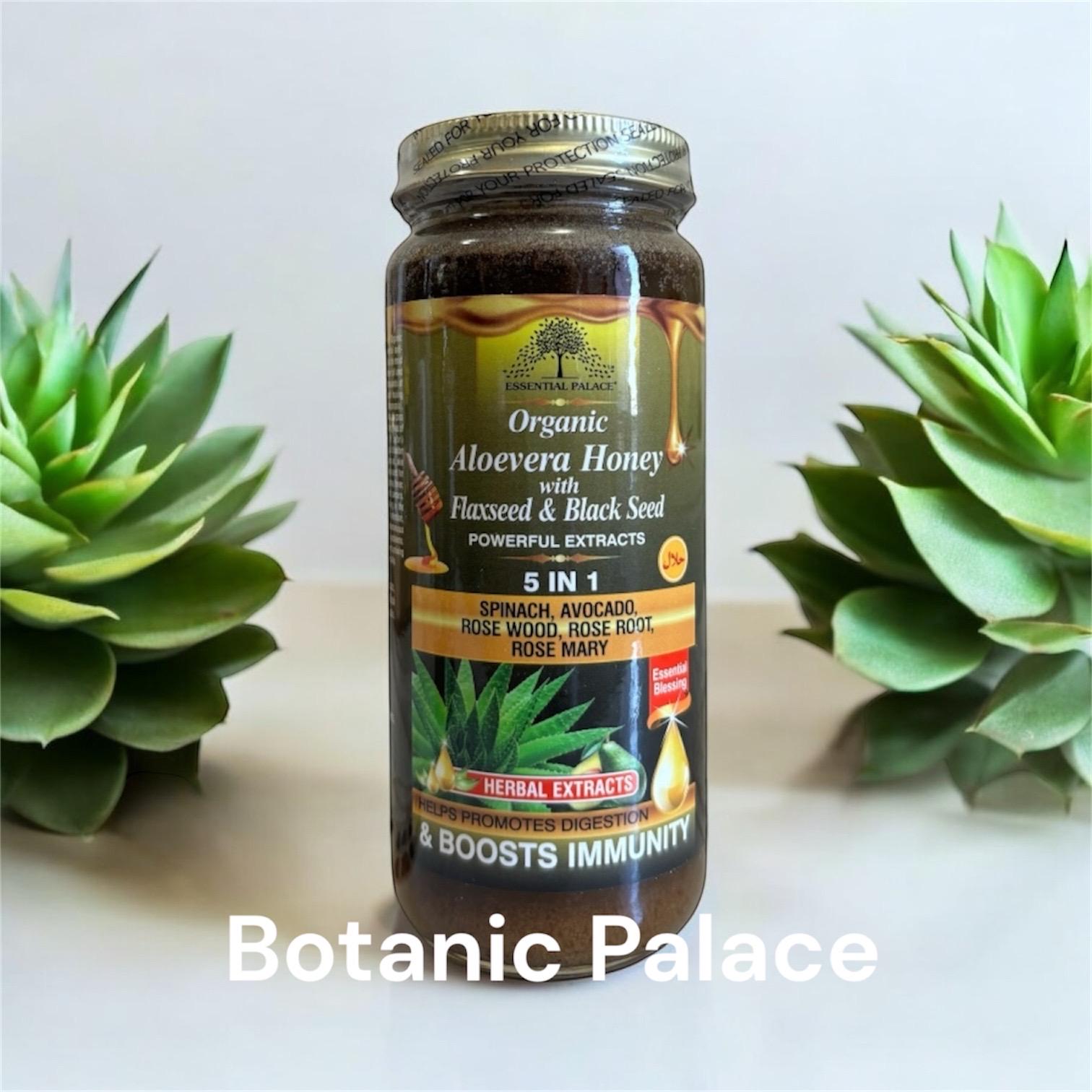 Organic Aloe vera Honey With Black Seed 5 in 1 By Essential Palace - 16 oz