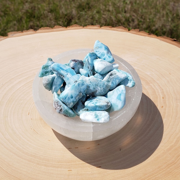 Larimar Tumbled Set | Dolphin Stone | Calming Crystal | Meditation Stone | Natural Larimar | Blue Pectolite | Atlantis Stone | Larimar Stone