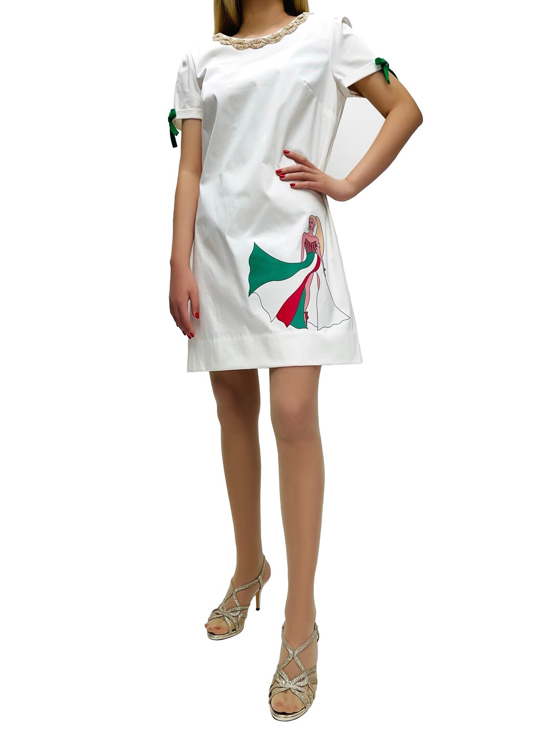 green white and gold dress Green with Gold Tibeb Habesha Dress main image 0