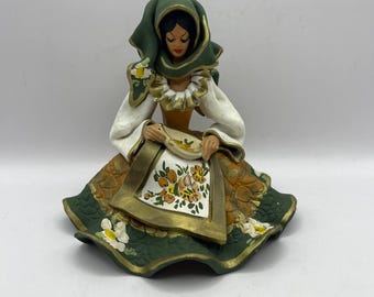 Vintage Nurse Figurine, Italian Bencini Ceramic, European Female
