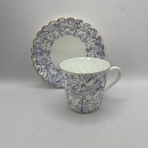 Vintage porcelain coffee cup with saucer Garden by LFZ. Russia. 3189