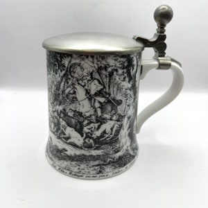 Vintage porcelain beer stein with lid (0.7 l). Germany. 1784