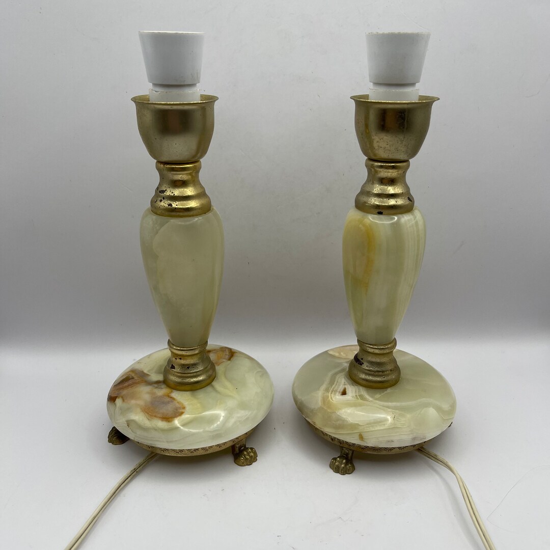 Vintage Green Onyx Table Lamps Pair. Italy. 1930 Etsy