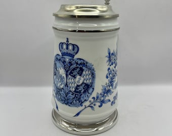 ヴィンテージドイツビールジョッキ：ピューター蓋付きタンカード、9