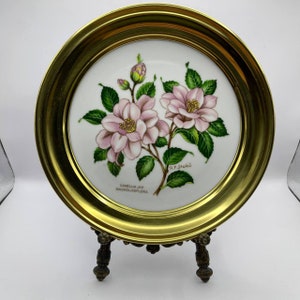 Vintage porcelain wall plate Camellia. Germany. 1754