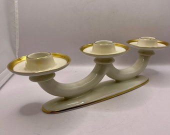 Vintage handmade porcelain candlestick holder/centerpiece candelabra. Germany. 1863