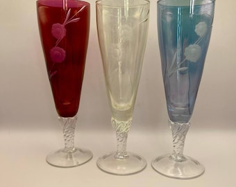 Vintage wine glass set of 3.  Italy. 1394