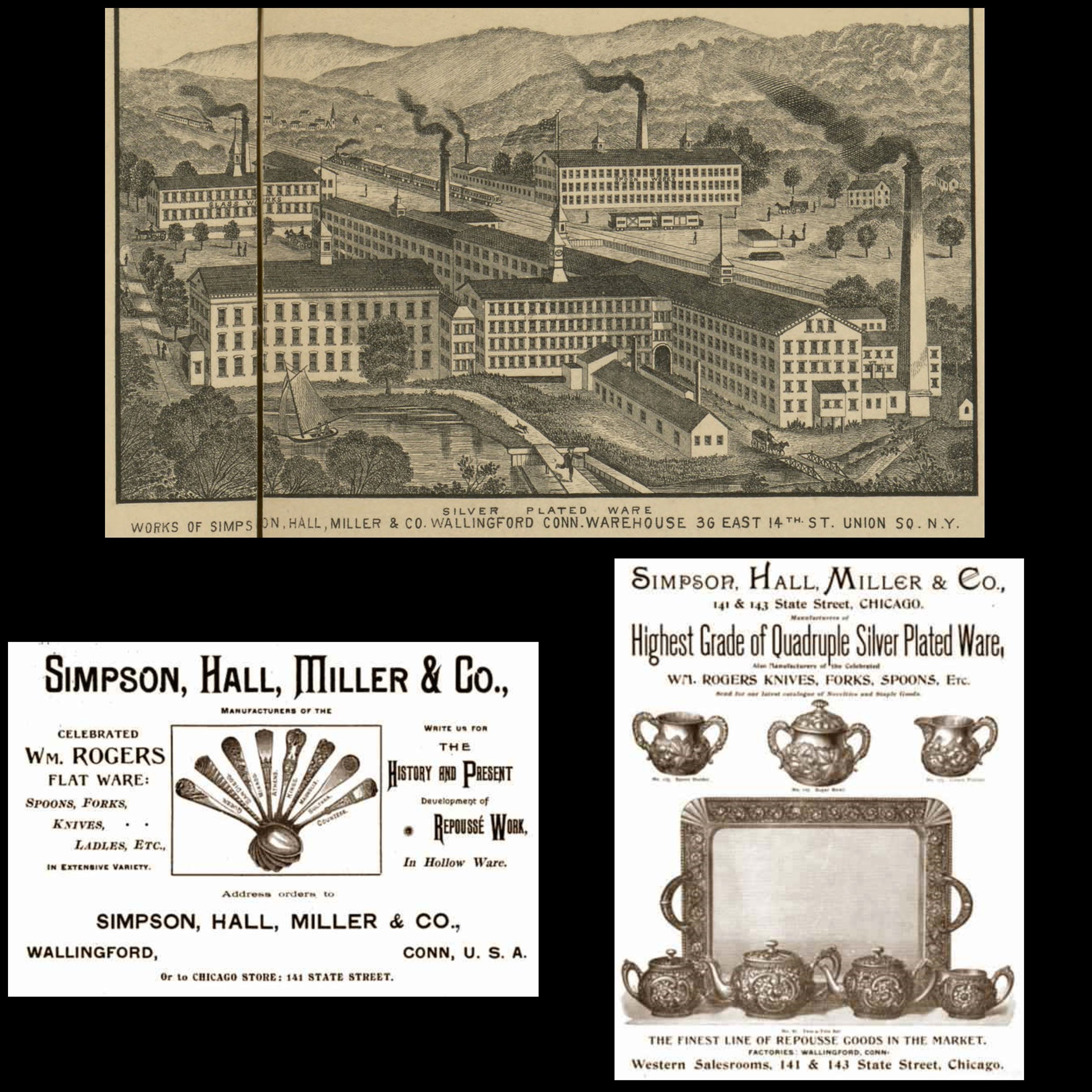 RARE LARGE Antique Condiment Cruet Set With Owl Accent by Simpson, Hall