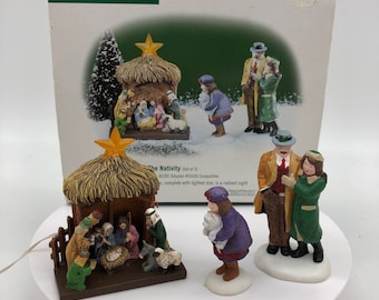 Vintage Department 56 Christmas In The City Series Visiting The Nativity – leuchtet! - Im Ruhestand!