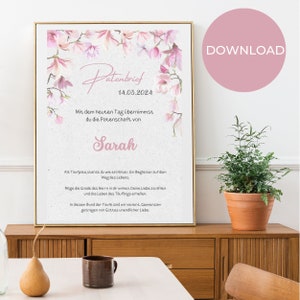 Carta de padrino madrina padrino carta de bautismo plantilla regalo descargar CANVA personalizado