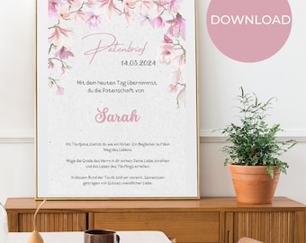 Godparent letter godmother godfather baptism letter template gift download personalized CANVA