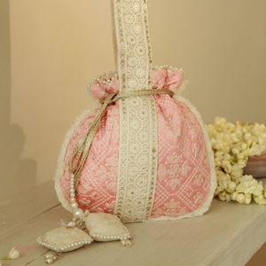 Embroidered Potli Clutch, Women Potli Pouch, Drawstring Potli Purse, Gold Potli bag, embroidered bag, Indian bag, wedding bag, Diwali gift