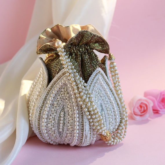 Elegant Lotus Potli Bag Unique Embroidered Indian Bridal Potli for Weddings Engagements Bridesmaid Anniversary Gifts by THE TAN CLAN Etsy