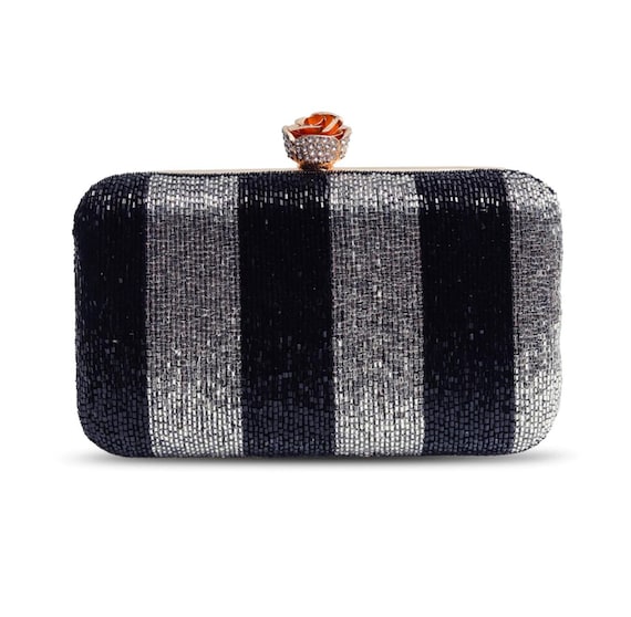 Black Box Clutch Embroidered Clutch Bag Bridal Bridesmaid Gifts Handbag Handmade Clutch Purse Gift for Her Crossbody Bag Wedding Favors Etsy