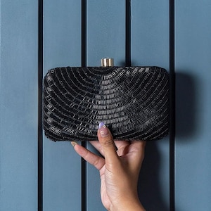 Black box clutch Embroidered clutch Bag, bridal bridesmaid gifts Handbag, Handmade clutch purse, Gift for her, crossbody bag, wedding favors
