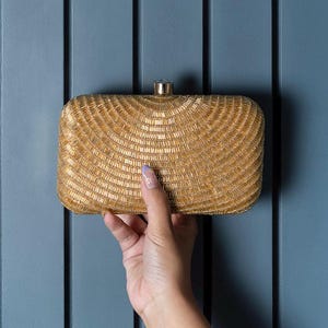 Gold box clutch Embroidered clutch Bag, bridal bridesmaid gifts Handbag, Handmade clutch purse, Gift for her, crossbody bag, wedding favors